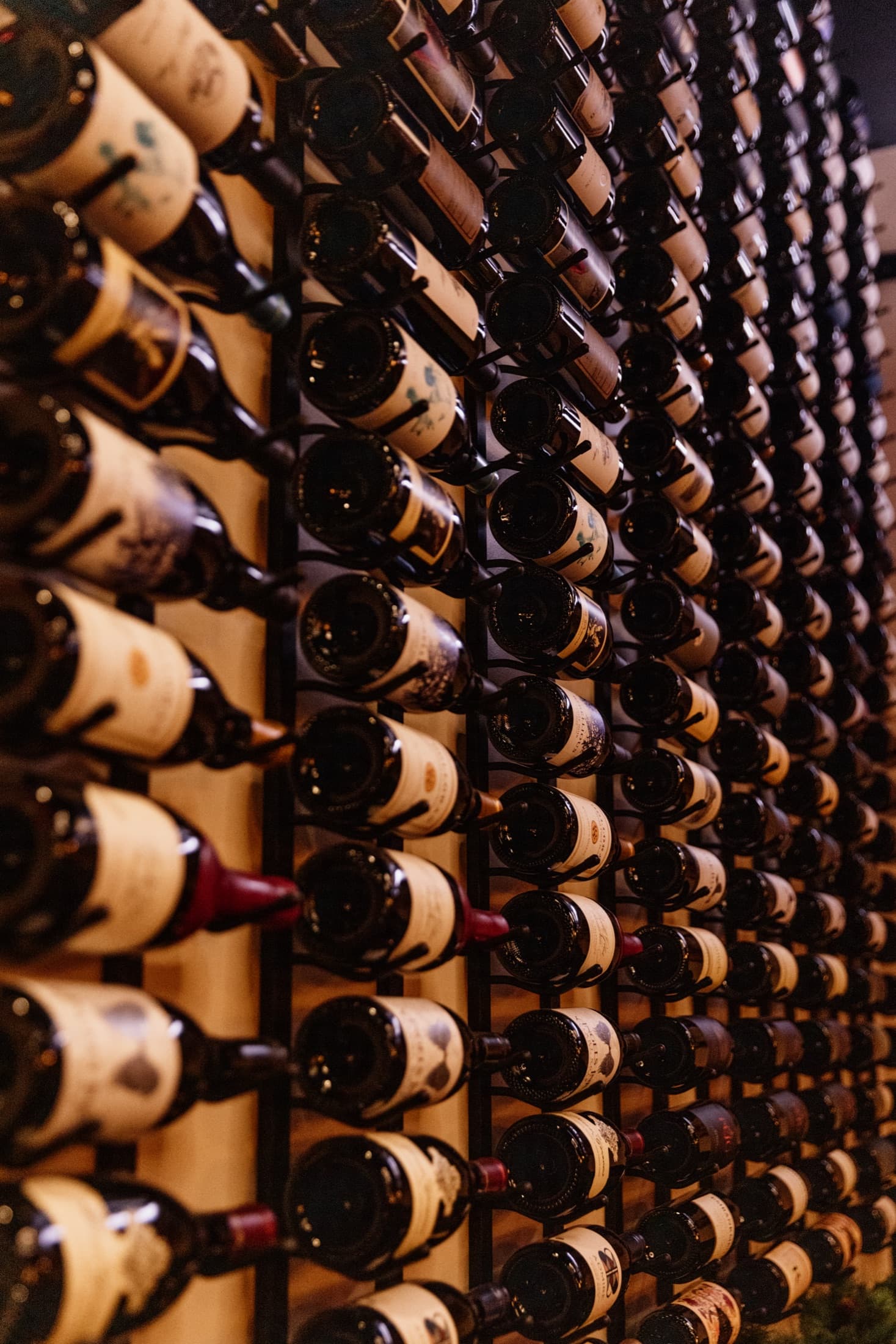 Floor-to-ceiling wine wall in the CHR Steak dining room